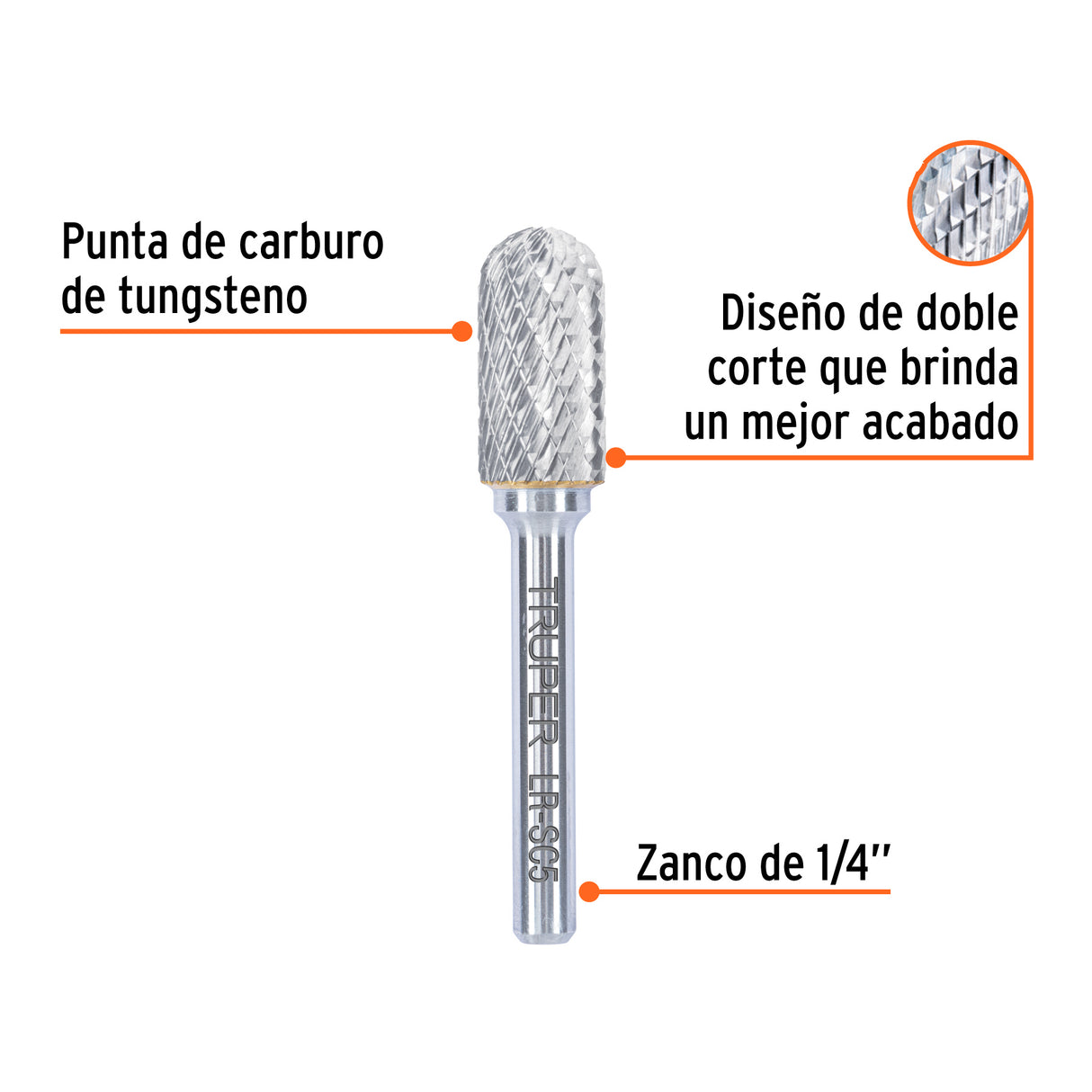 Lima Rotativa Punta Cilindro Redonda, 13 mm, Truper