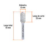Lima Rotativa Punta Cilindro Redonda, 13 mm, Truper