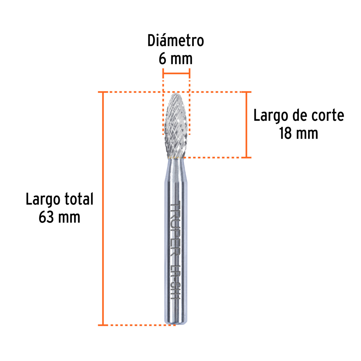Lima Rotativa Punta Flama, 6 mm, Truper