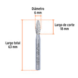Lima Rotativa Punta Flama, 6 mm, Truper