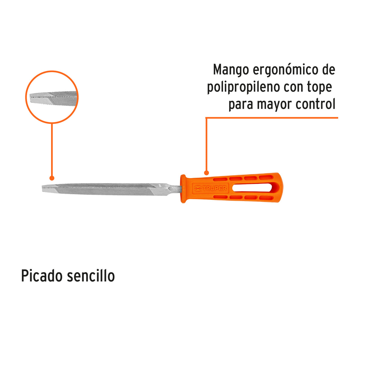 Lima Triángulo Pesado 4', 34 Dpp, con Mango, Truper