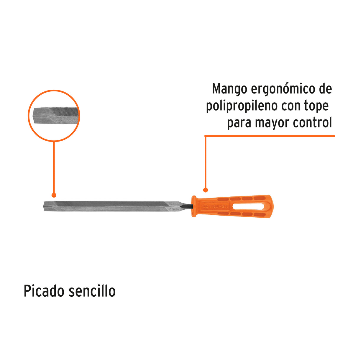 Lima Triangular 8' para Machete, 36 Dpp, con Mango, Truper