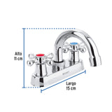 Mezcladora 4' para Lavabo, Cuello Curvo, Manerales Cruceta