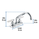 Mezcladora 4' para Lavabo, Cuello Tubular, Manerales Cono