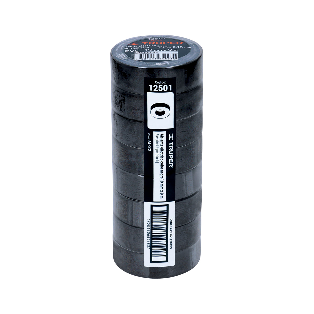 Cinta de Aislar de 9 m X 19 mm, Negra, Truper