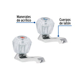 Juego 2 Llaves Individuales para Lavabo, Manerales Acrílico