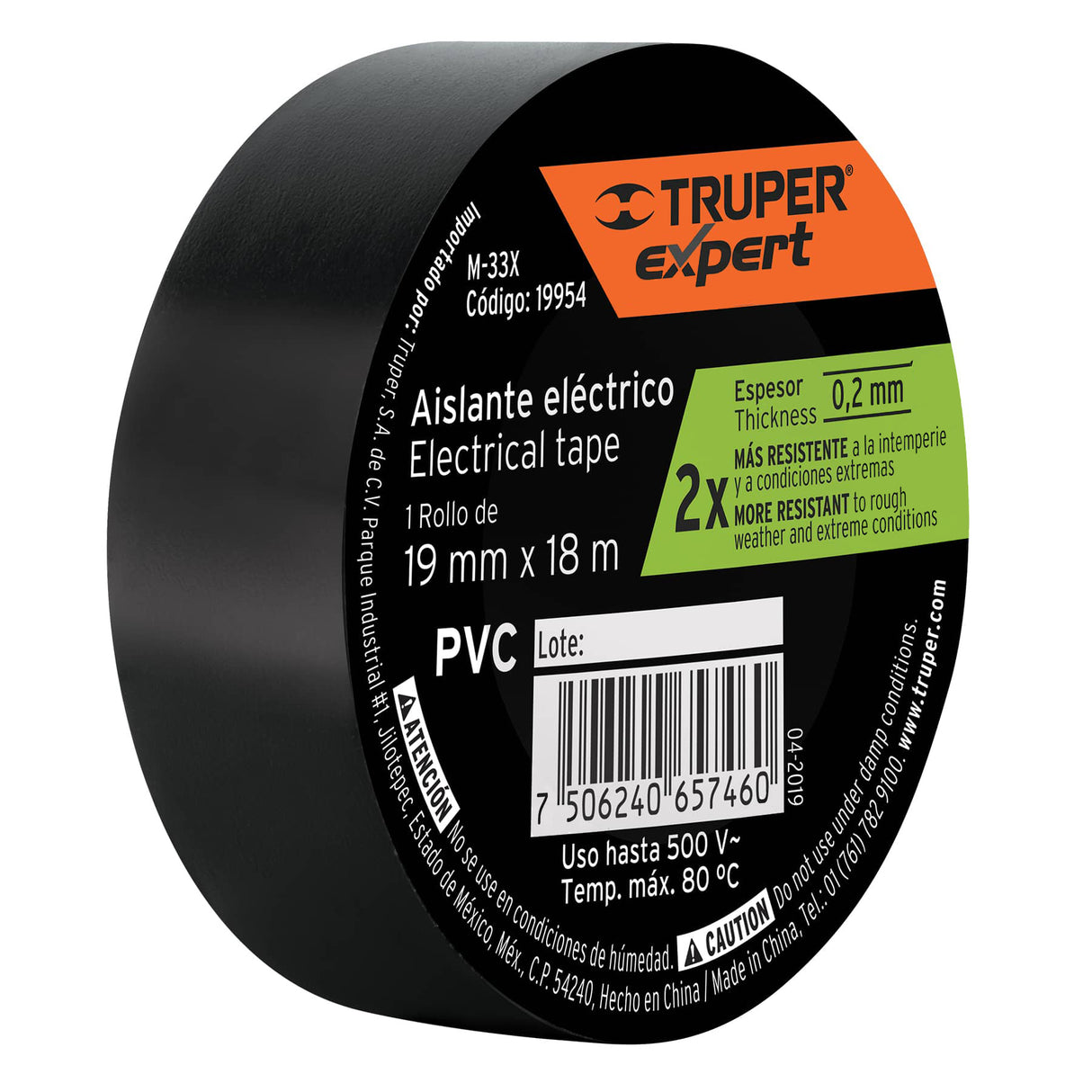 Cinta de Aislar 19 mm X 18M Truper Expert