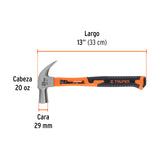 Martillo Cabeza Cónica 29 mm Uña Curva, Mango Fibra Vidrio