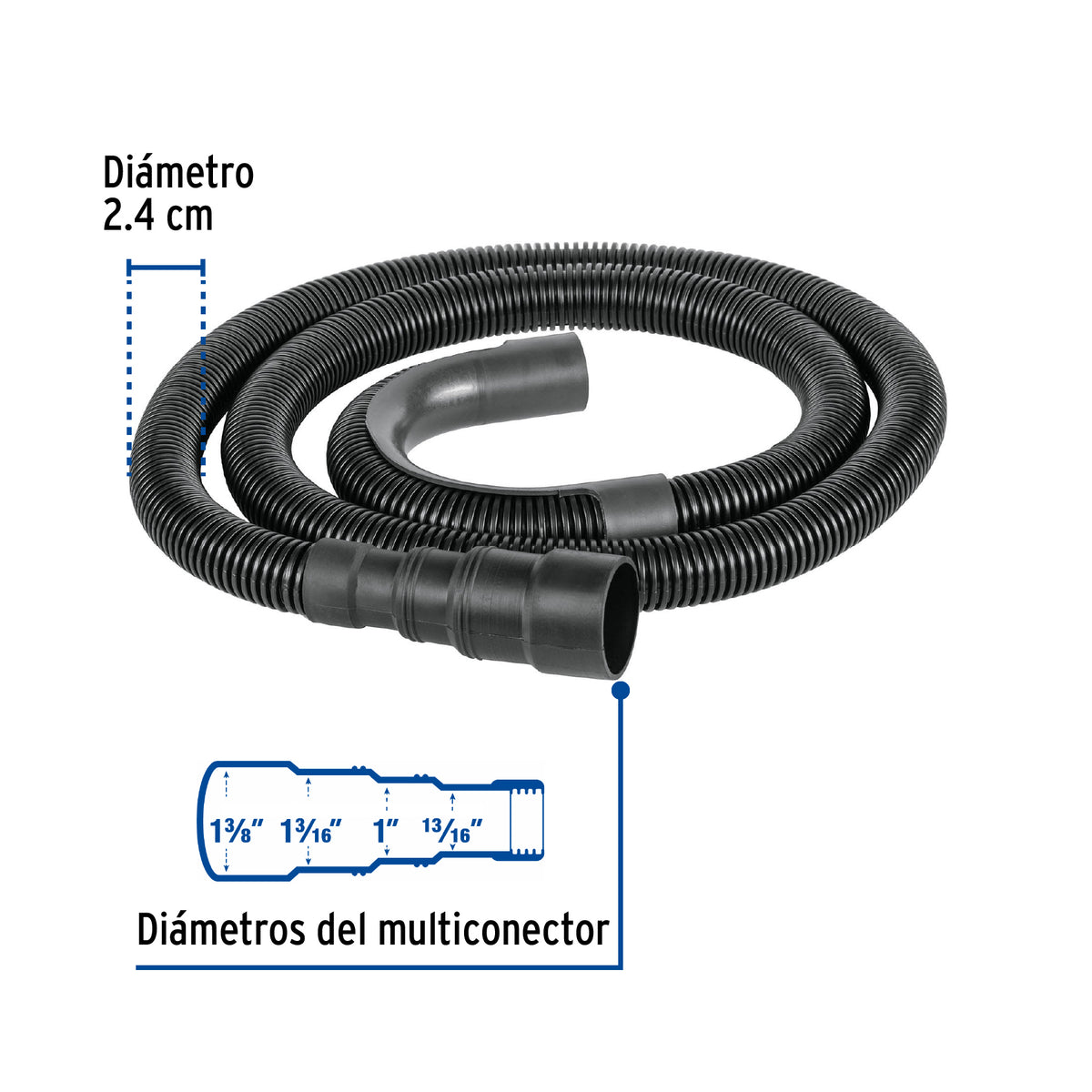 Manguera para Desagüe de Lavadora, Polietileno, 1.5M, Foset