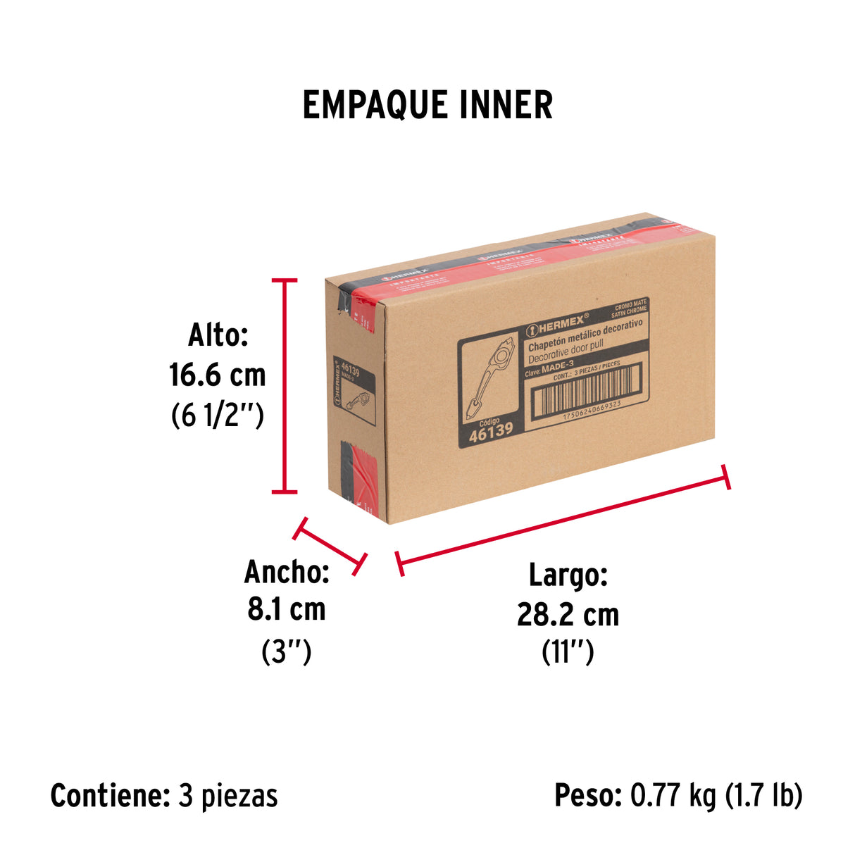 Chapetón Metálico para Puerta, Acabado Cromo Mate