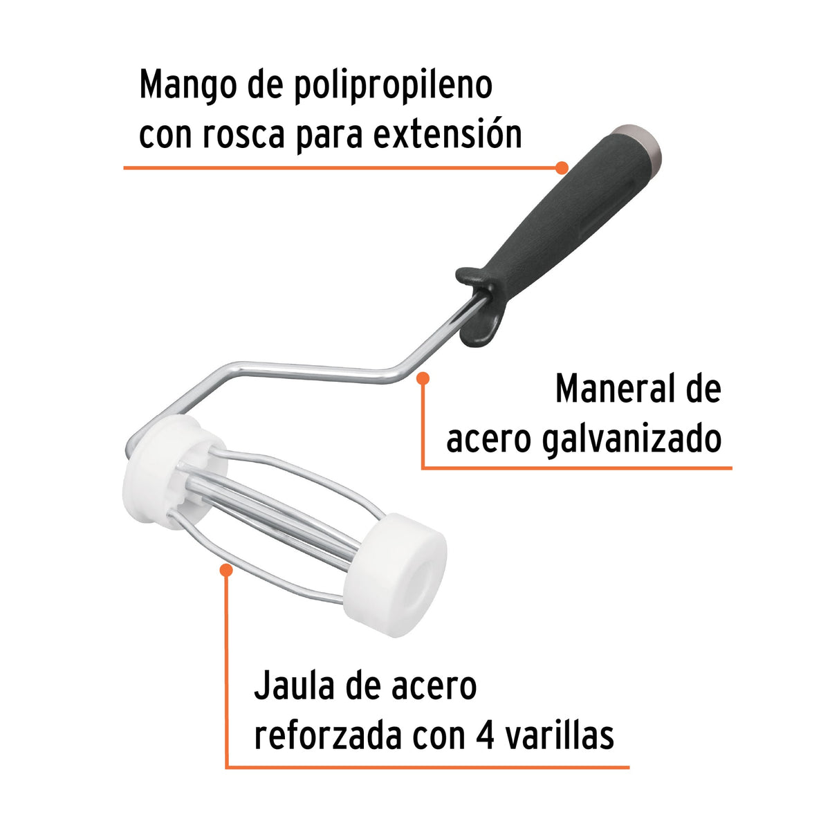 Maneral de 4' con Jaula para Rodillo, Truper