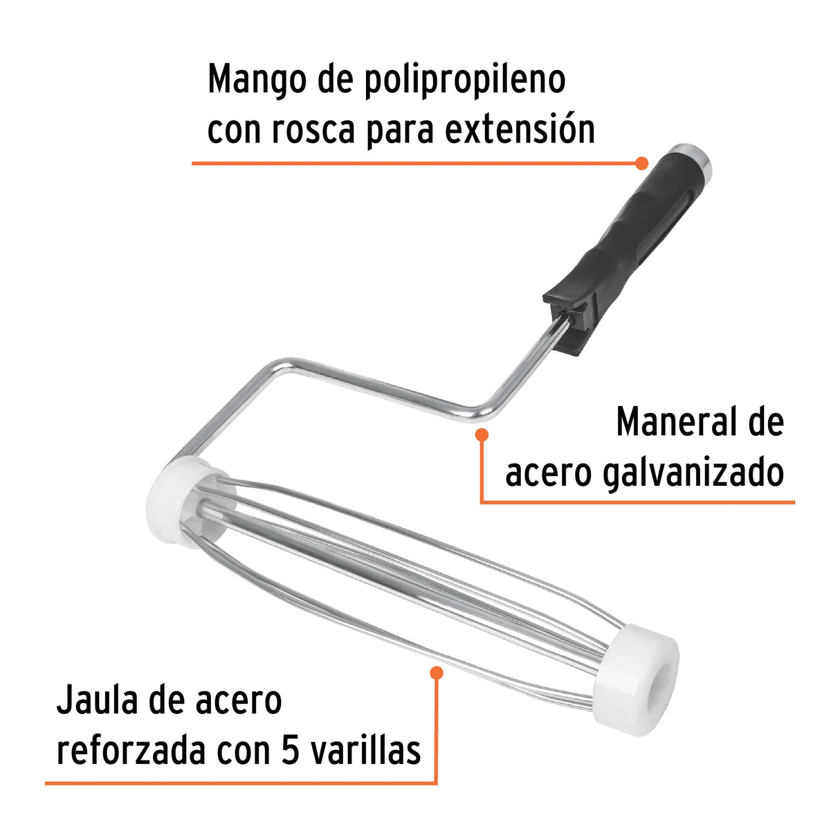 Maneral de 9', Reforzado, con Jaula para Rodillo, Truper
