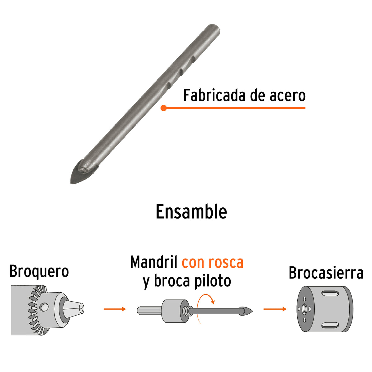Broca Piloto de 1/4' para Brocasierras Diamante, Truper