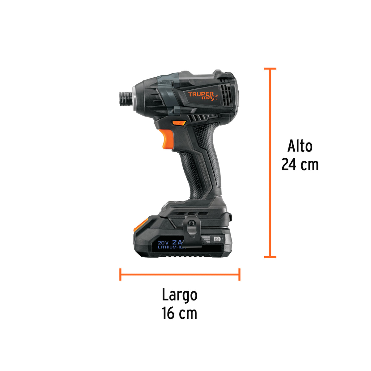 Destornillador de Impacto, 20 V, 2 Baterías 2 Ah, Max