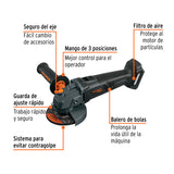 Esmeriladora 4-1/2', 20 V, S/Accesorios, Truper Max