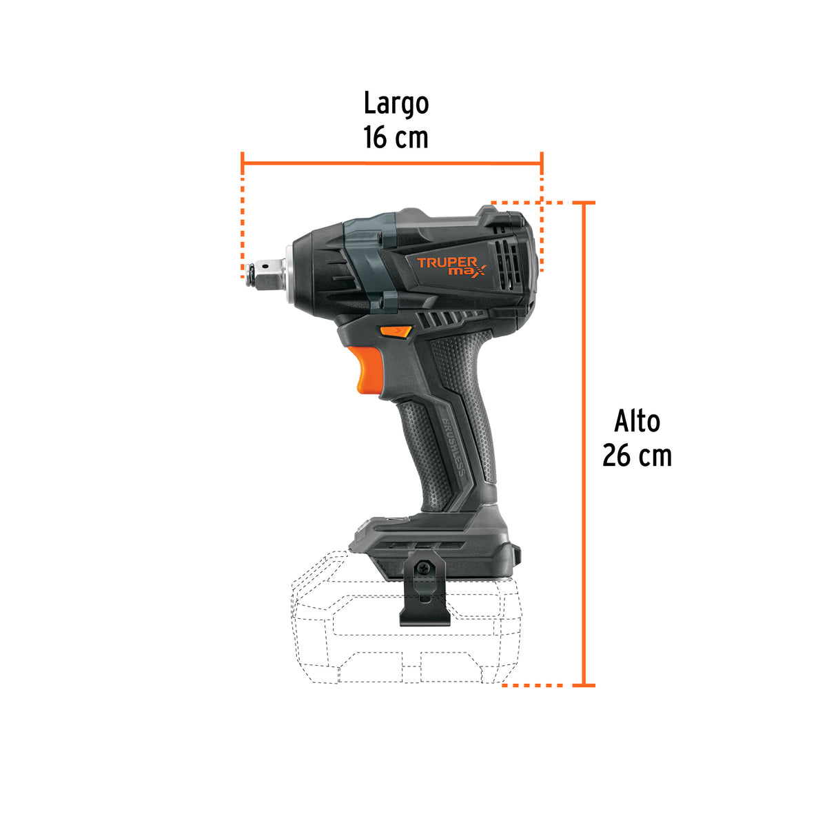 Llave de Impacto 1/2', 20 V, 155 lb/ft, sin Accesorios, Max