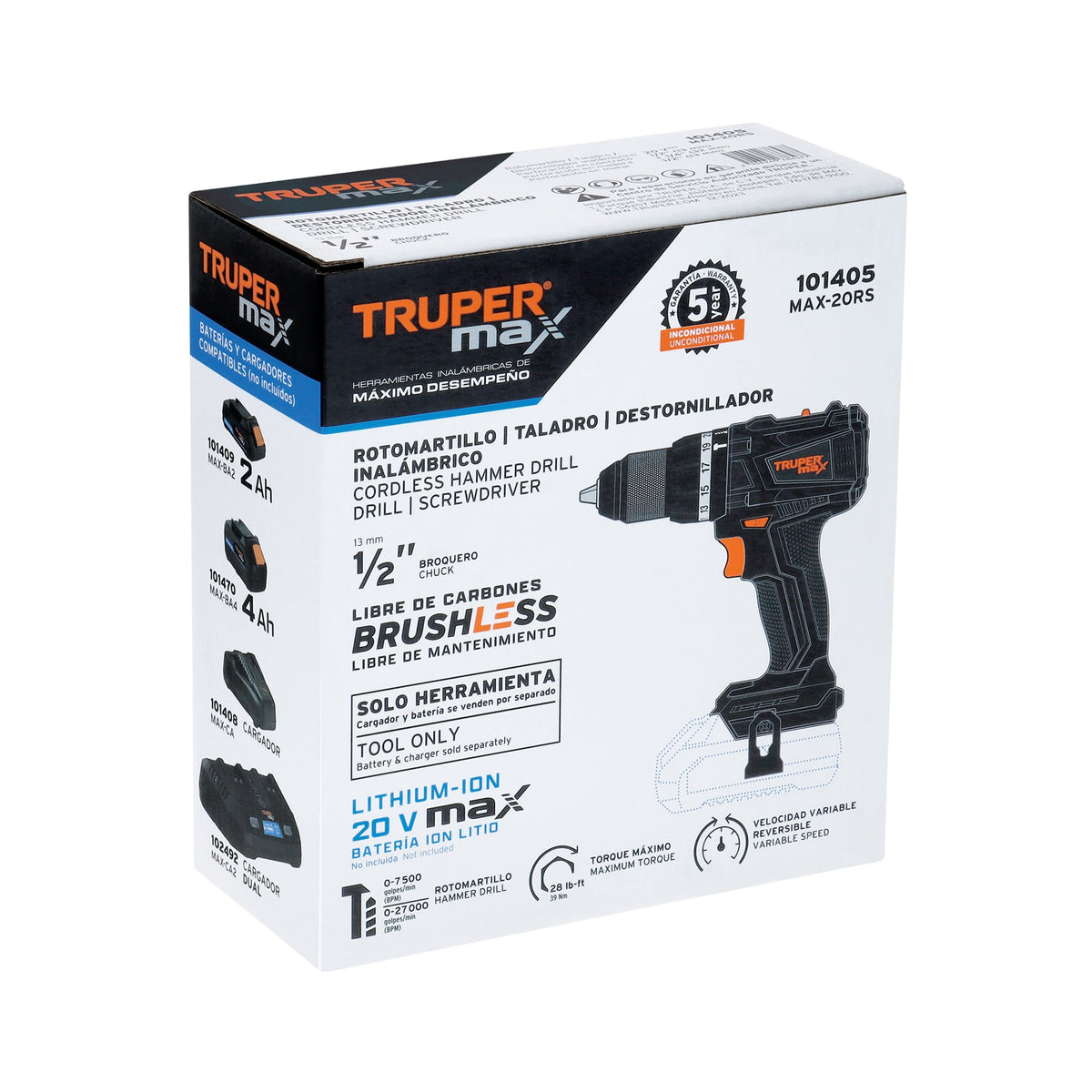 Rotomartillo 1/2', 20 V, sin Accesorios, Max