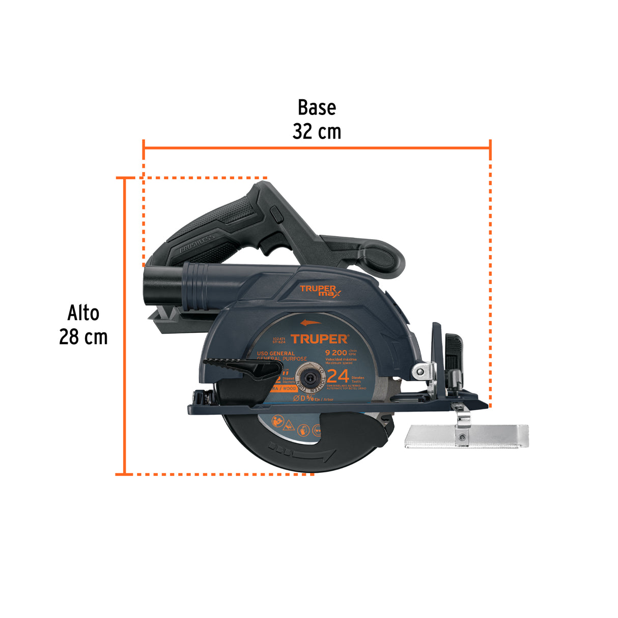 Sierra Circular 6-1/2', 20 V, S/Accesorios, Truper Max