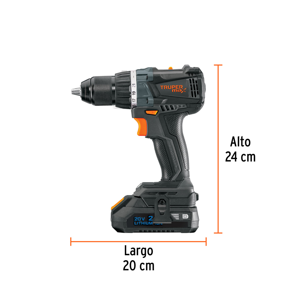 Taladro 1/2', 20 V, 2 Baterías 2 Ah, Max