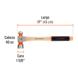 Martillo Pulido de Bola 40 Oz Mango Hickory, Truper Grip