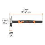 Martillo Tubular para Cimbra 16 Oz Uña Recta, Mango Acero