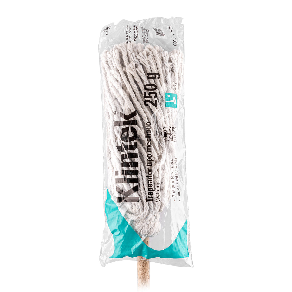 Trapeador Tipo Mechudo, 250 g con Bastón de 120 cm, Klintek