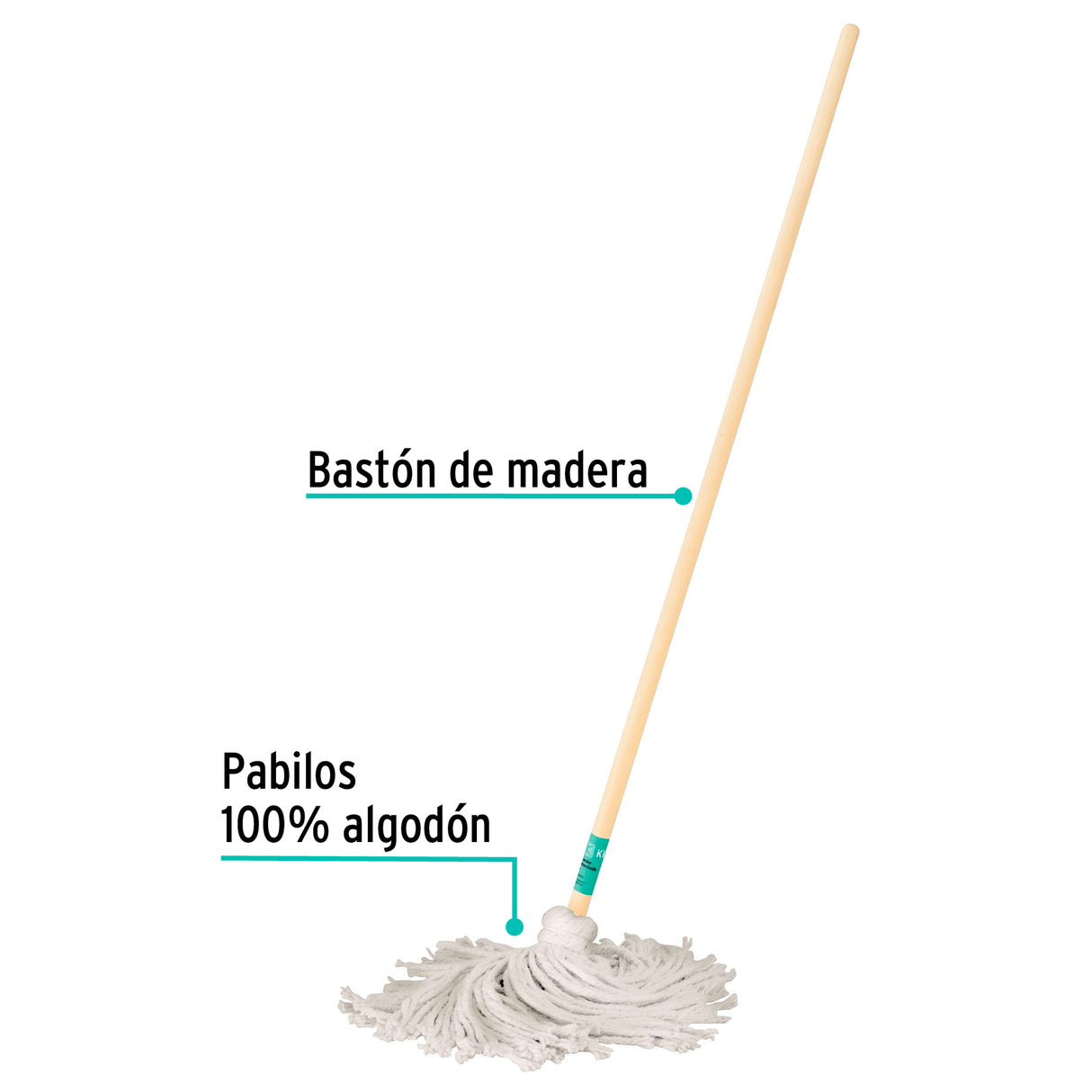 Trapeador Tipo Mechudo, 250 g con Bastón de 120 cm, Klintek