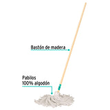 Trapeador Tipo Mechudo, 250 g con Bastón de 120 cm, Klintek