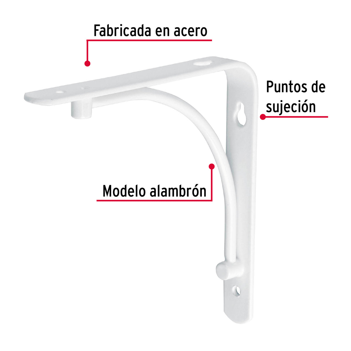 Ménsula Reforzada Blanca 6 X 6', Diseño Alambrón, Fiero