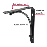 Ménsula Reforzada Negra 6 X 6', Diseño Alambrón, Fiero