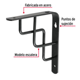 Ménsula Reforzada Negra 6 X 6', Diseño Escalera, Fiero