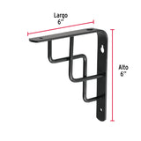Ménsula Reforzada Negra 6 X 6', Diseño Escalera, Fiero