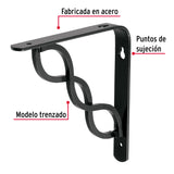 Ménsula Reforzada Negra 6 X 6', Diseño Trenza, Fiero