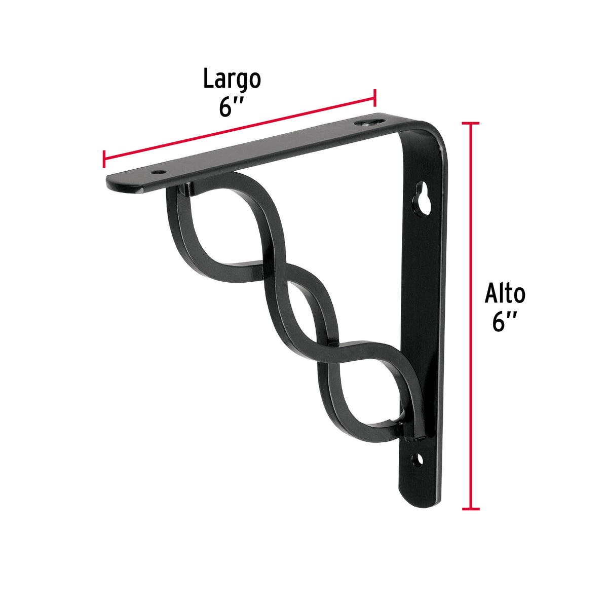 Ménsula Reforzada Negra 6 X 6', Diseño Trenza, Fiero