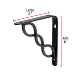Ménsula Reforzada Negra 6 X 6', Diseño Trenza, Fiero