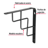 Ménsula Reforzada Negra 8 X 8', Diseño Escalera, Fiero