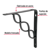 Ménsula Reforzada Negra 8 X 8', Diseño Trenza, Fiero