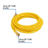 Manguera para Gas, PVC Amarilla, 3/8' Flare, 3 m, Foset