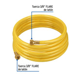 Manguera para Gas, PVC Amarilla, 3/8'Flare, 4 m, Foset