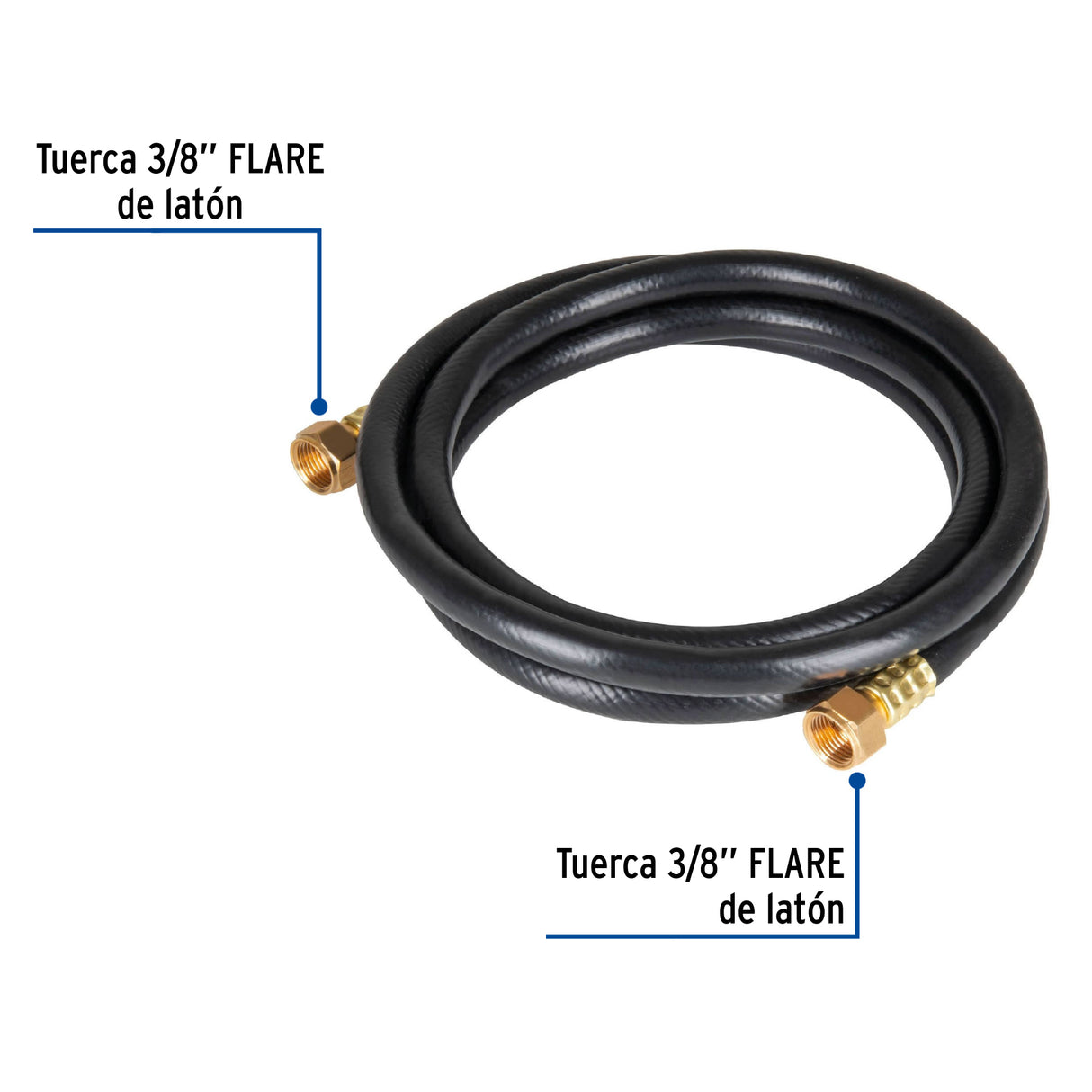 Manguera para Gas, PVC Negra, 3/8' Flare, 1 m, Foset