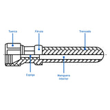 Manguera para Gas, PVC Negra, 3/8' Flare, 3 m, Foset