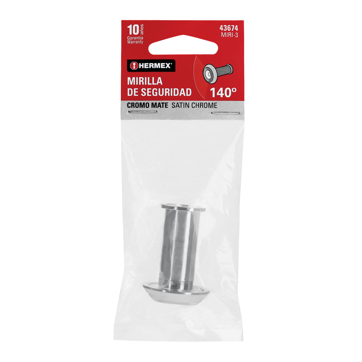 Mirilla de Seguridad Acabado Cromo Mate, Hermex