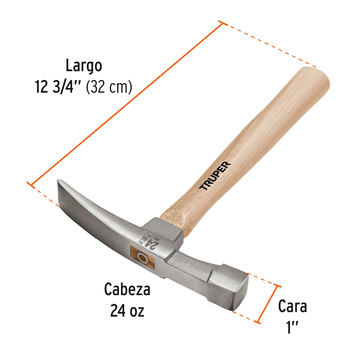 Martillo 24 Oz Ladrillero, Mango 12', Truper