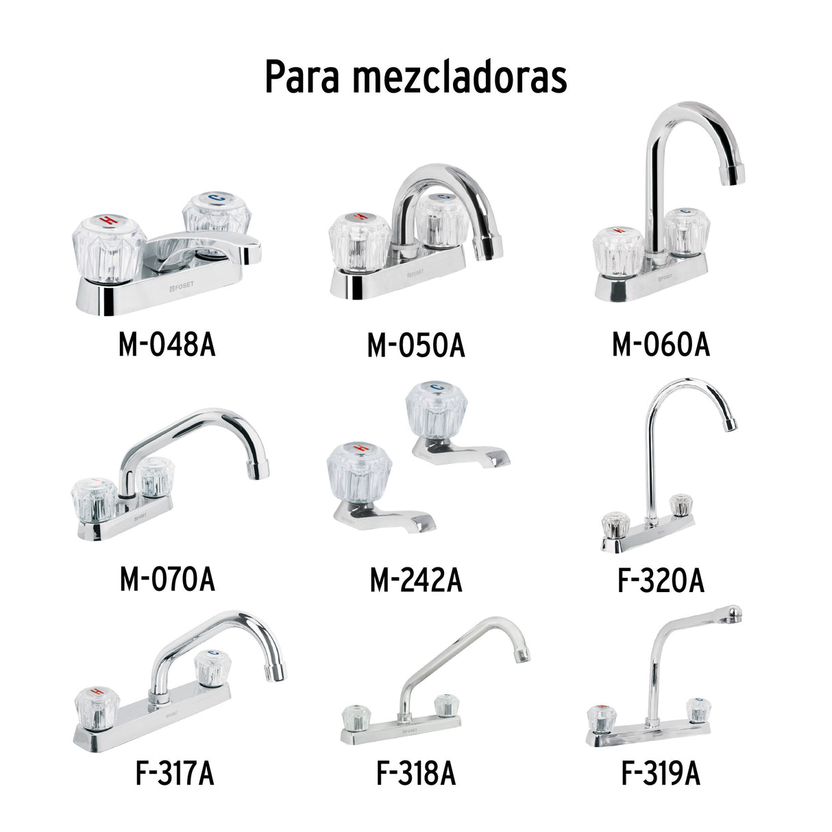 Juego 2 Manerales Acrílico Humo para Lavabo y Fregadero, Basic