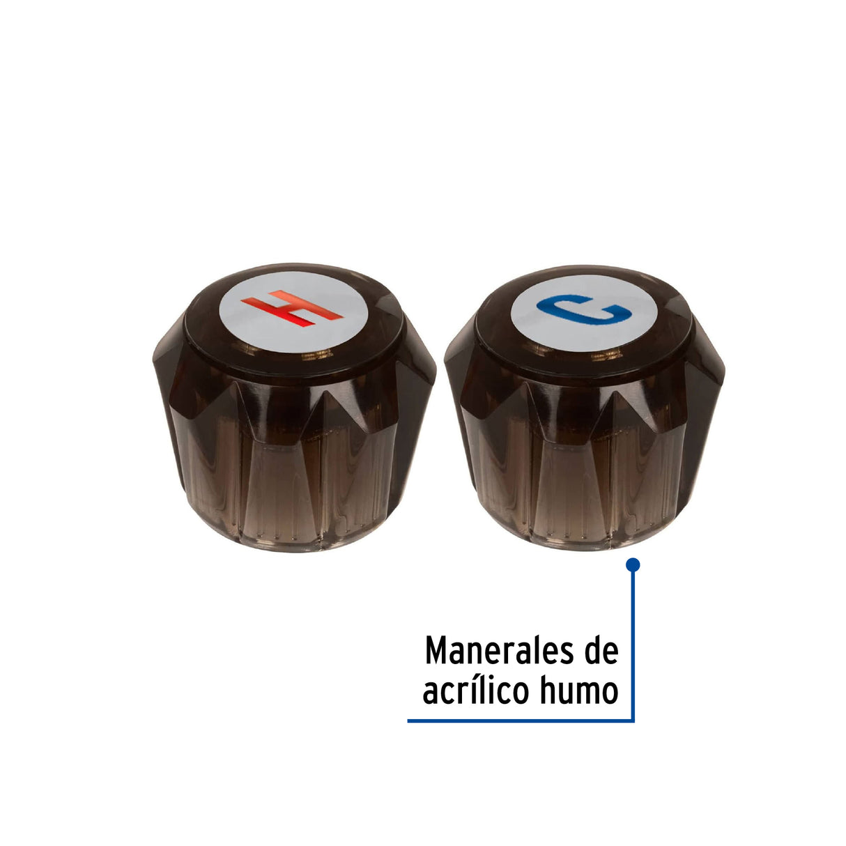 Juego 2 Manerales Acrílico Humo para Lavabo y Fregadero, Basic