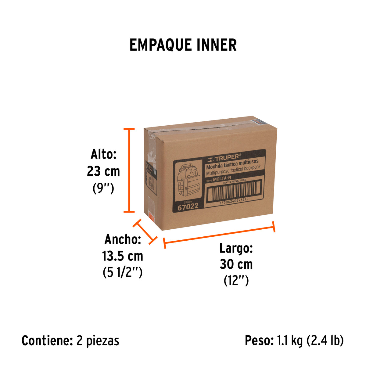 Mochila Táctica Multiusos Negra, Truper