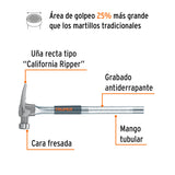 Martillo Tubular 16 Oz Uña California Ripper, Cara Fresada