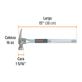 Martillo Tubular 16 Oz Uña California Ripper, Cara Fresada