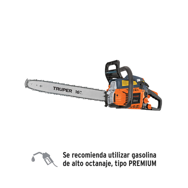 Motosierra 38 cc a gasolina con barra de 16', Truper