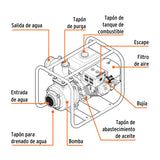 Motobomba Autocebante 2'X2', Gasolina 7 HP, Agrícola, Truper